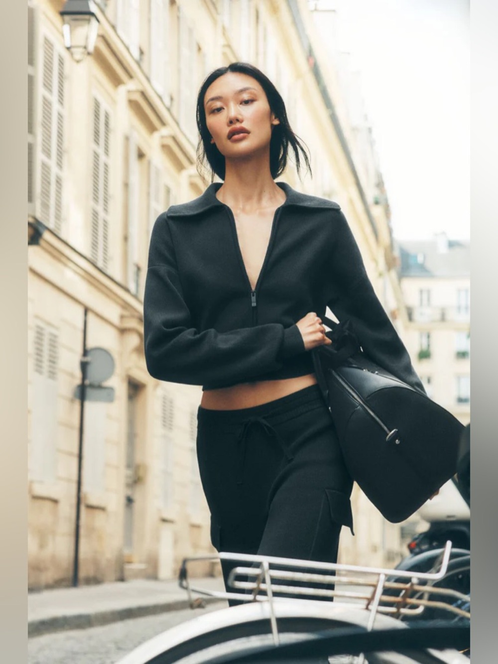 Alo Scholar Knit Cropped Full Zip Jacket